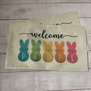 Easter Bunny Peeps Pillowcase Set of 2 Pillow Covers Rabbit Peeps Welcome 20x12